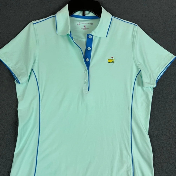 Masters Magnolia Lane Ladies Aqua Polo with Ocean Blue Piping Size Medium - Picture 6 of 10